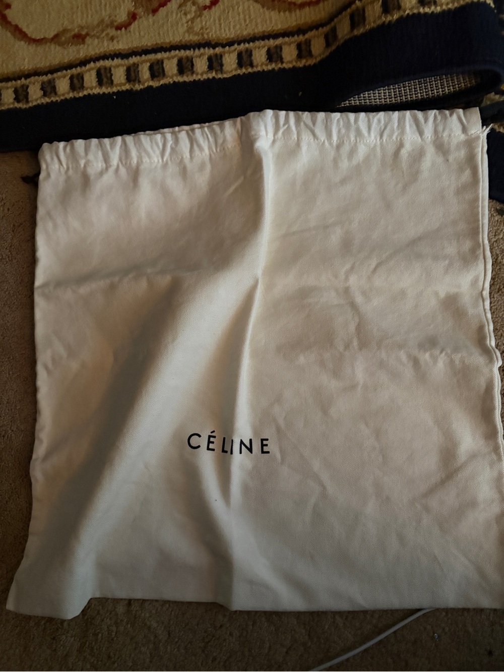 Celine White Drawstring Storage Pouch - Picture 2 of 4